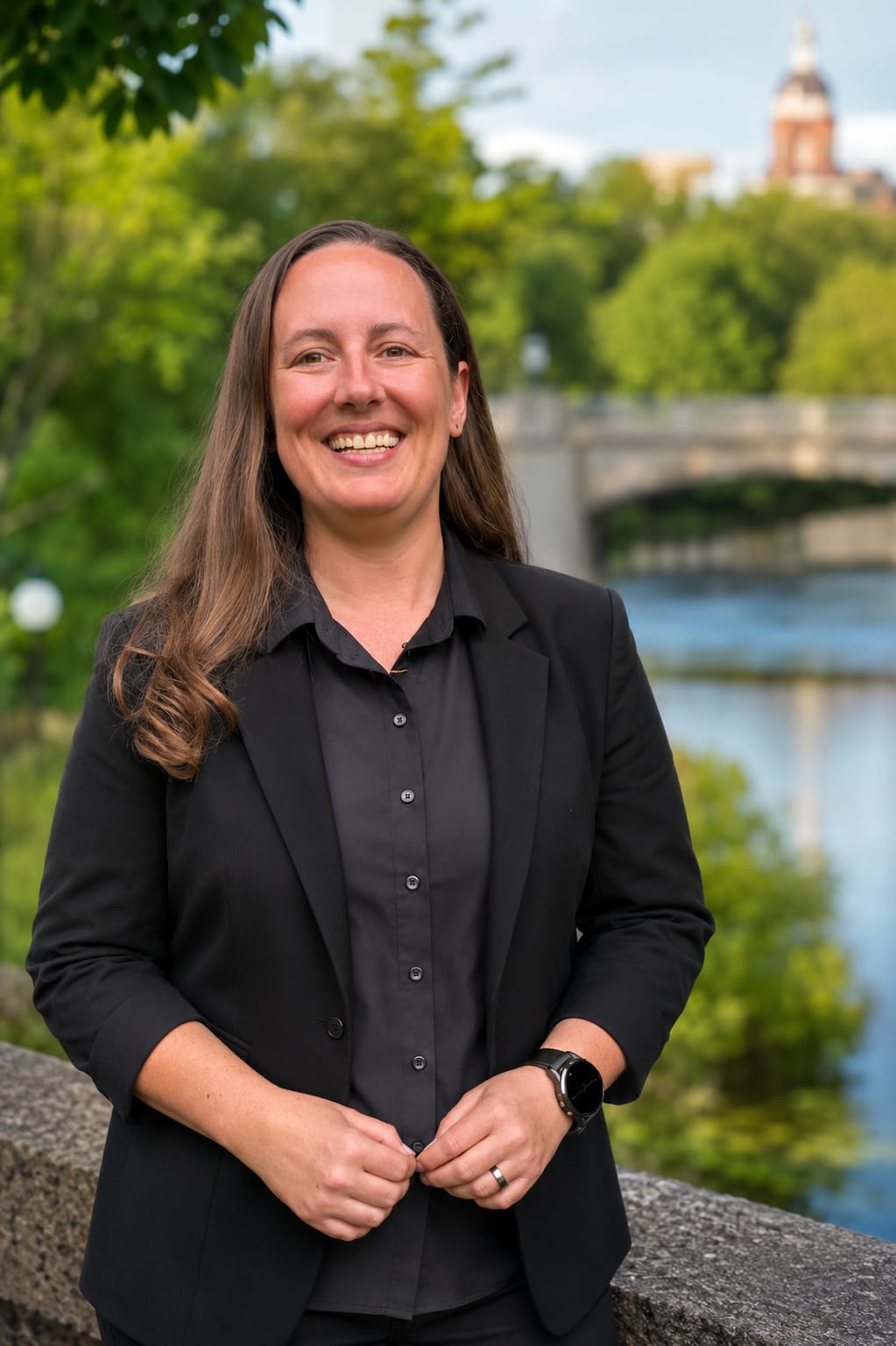 Mandy Stelling, candidate for Brantford Ward 5 Councillor, along the Grand River